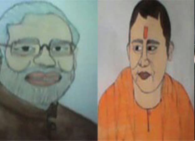 pm modi and yogi painting