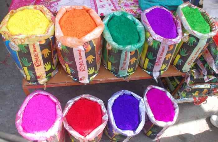 Holi Festival Preparation in Market