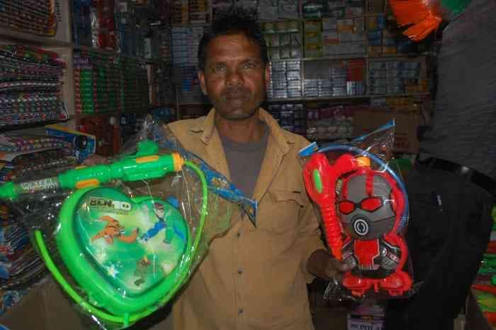 Holi Festival Preparation in Market