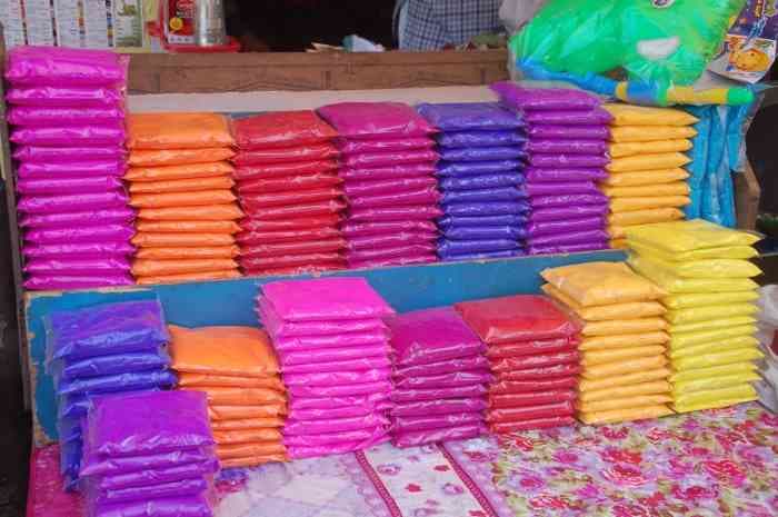 Holi Festival Preparation in Market