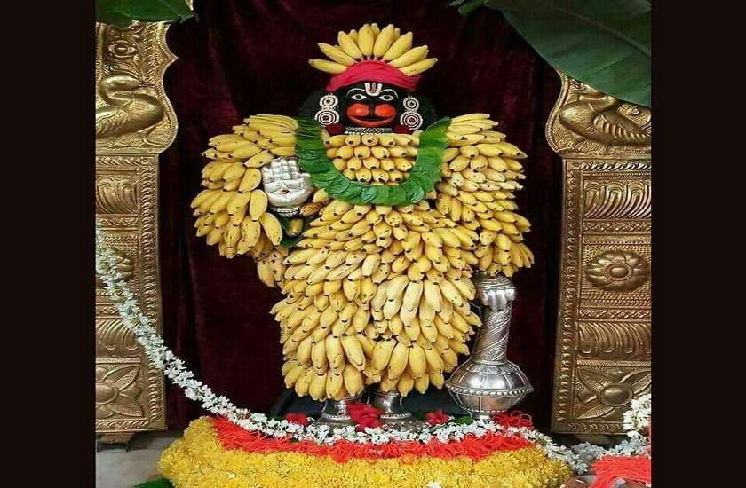 lord hanuman decorated with fruits