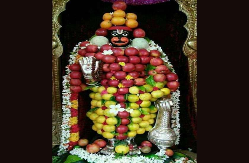 lord hanuman decorated with fruits