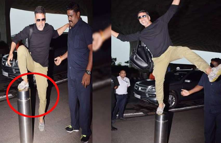 akshay kumar latest funny photos at airport doing gold promotion