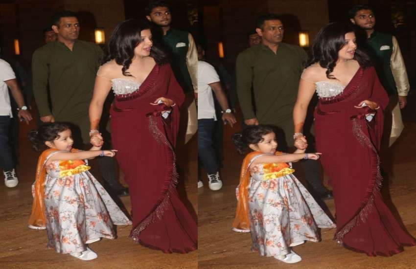 dhoni and wife sakshi attand poorna patels sangeet ceremony