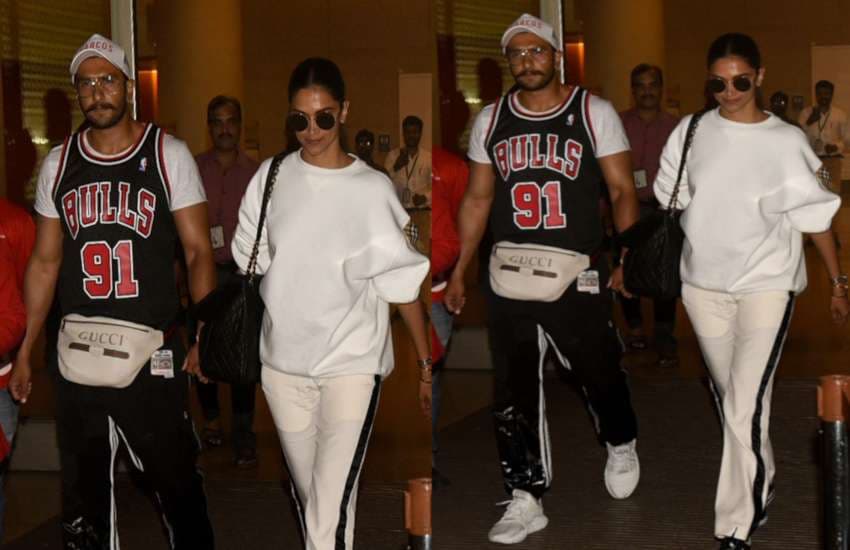 Ranveer singh and Deepika padukone spotted at mumbai airport