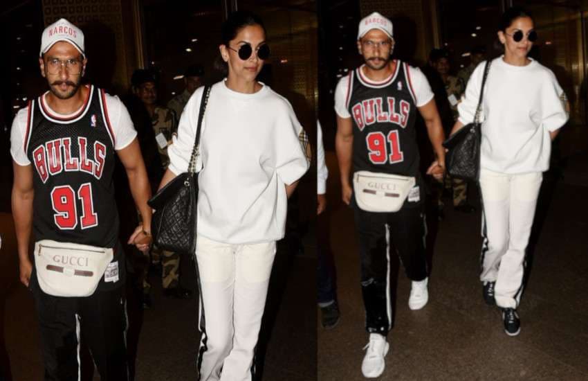 Ranveer singh and Deepika padukone spotted at mumbai airport