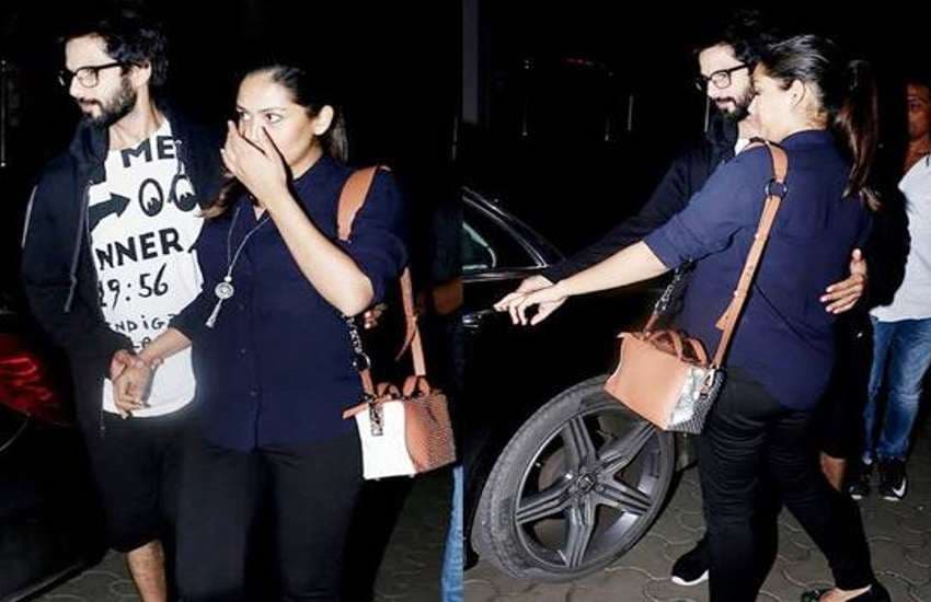 shahid kapoor and mira rajput spot outside the movie theatre photos