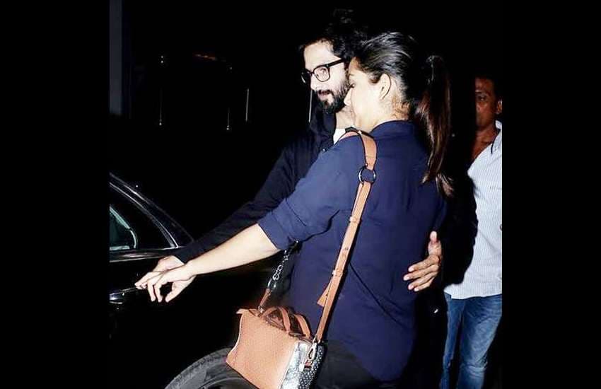 shahid kapoor and mira rajput spot outside the movie theatre photos