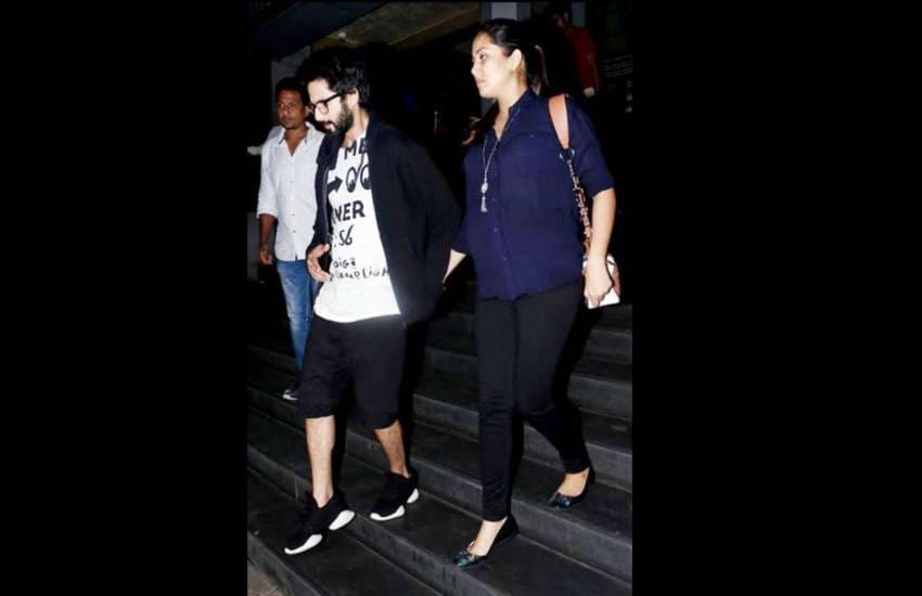 shahid kapoor and mira rajput spot outside the movie theatre photos