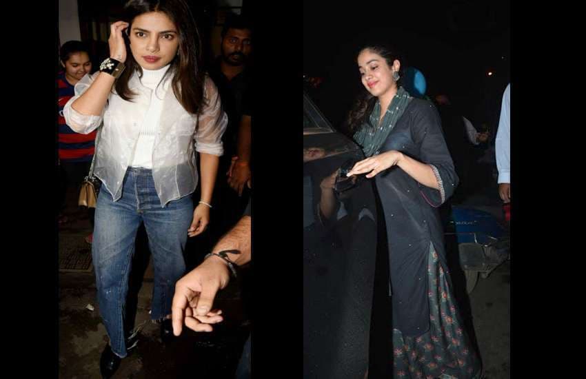 priyanka chopra and janhvi kapoor meet in restaurent photos