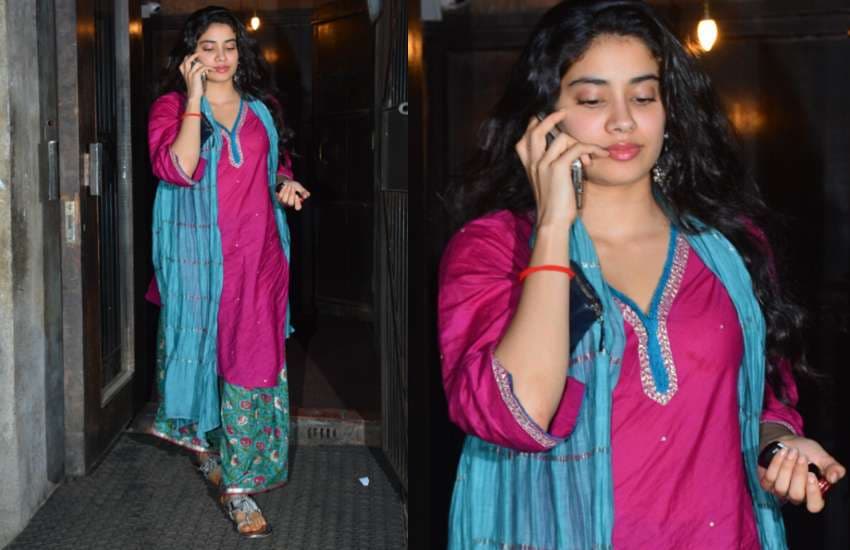 janhvi kapoor latest photos in pink suit