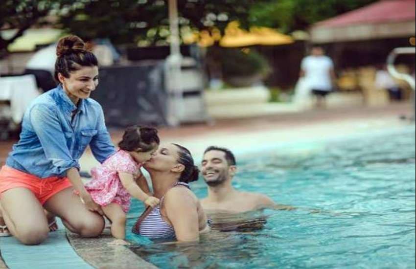 inaaya kemmu turns one neha dhupia wishes her with kiss