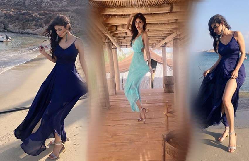 made in india actress mouni roy new hot photos in blue dress