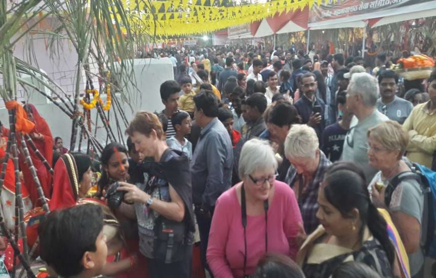 French tourists in Chhath ghat