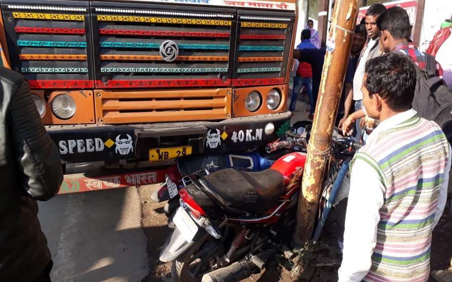 3 bike crushed by tanker