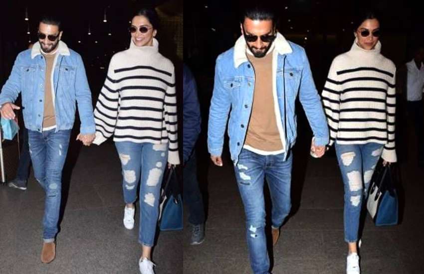 Deepika padukone and Ranveer Singh photos at airport