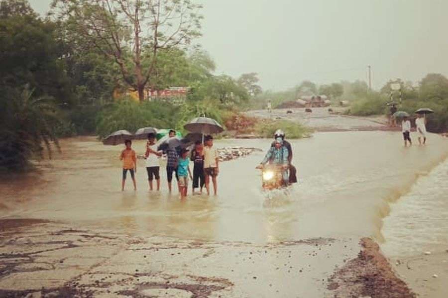 Water in rivers and waterfalls with heavy rain