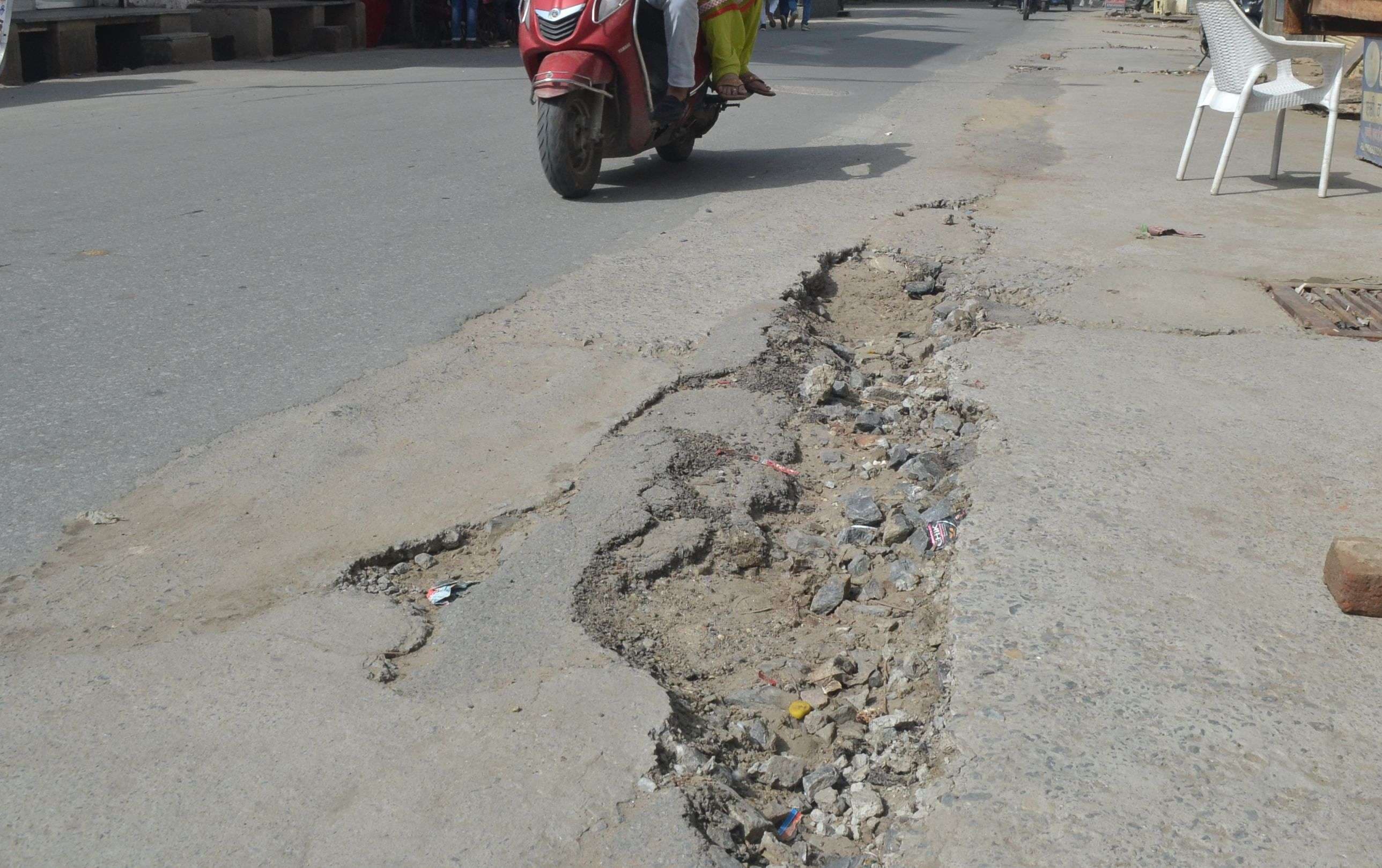 Potholes on the roads after rainy season