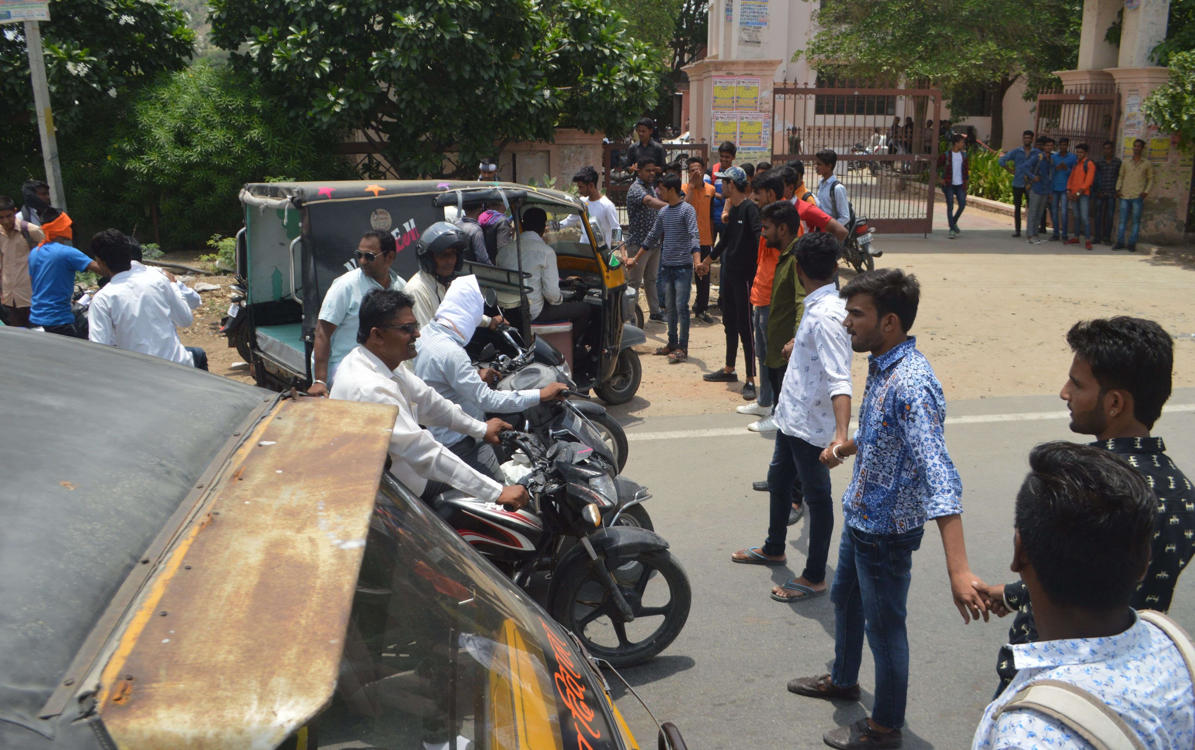 The gathering of unclaimed animals on the main road of Kishangarh