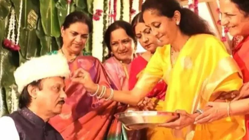   Supriya Sule reached Ajit Pawar house to celebrate Bhaidooj