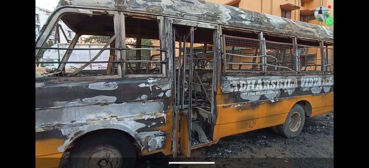 Two parked buses suddenly caught fire