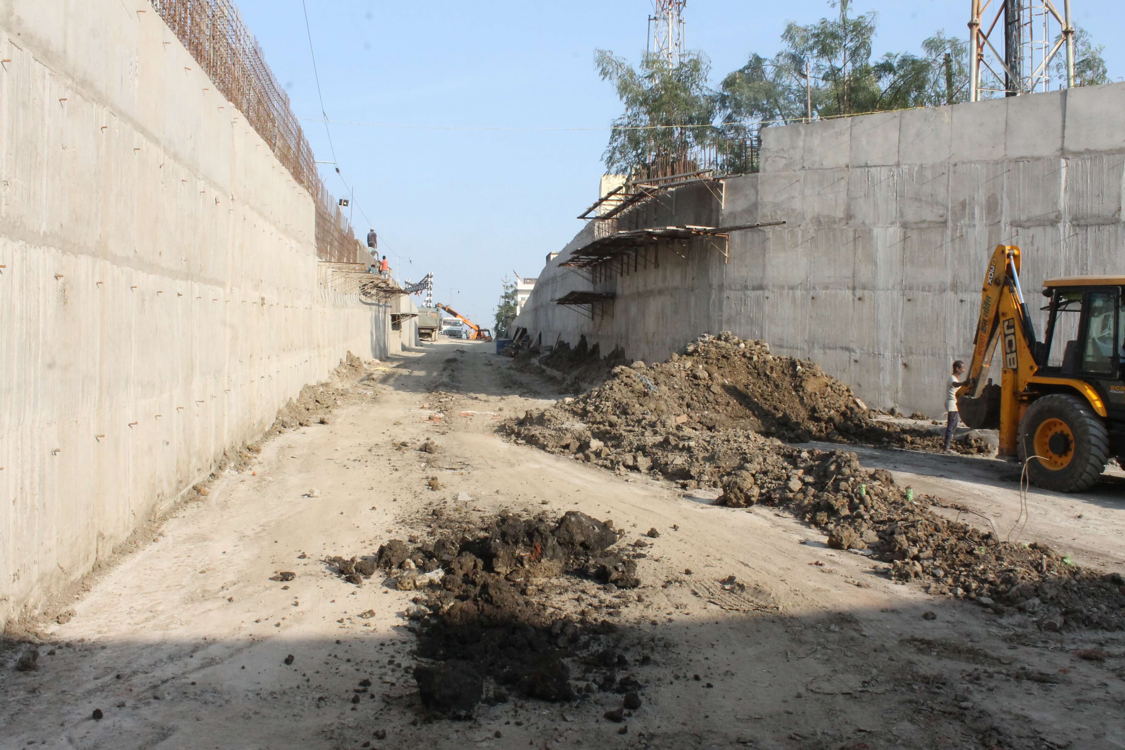 Construction work for the underpass