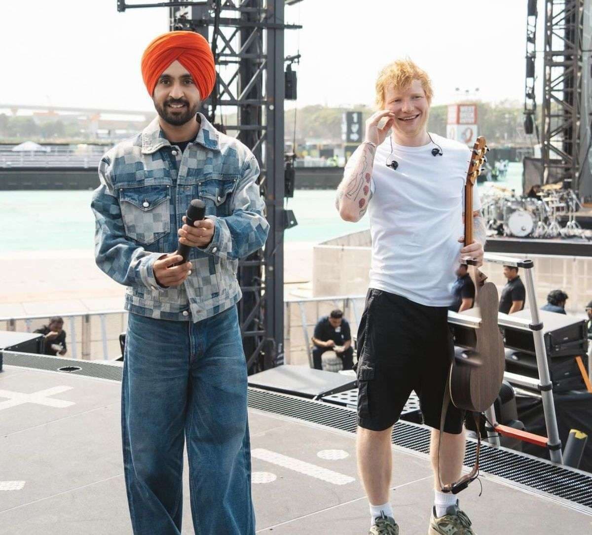 Diljit Dosanjh shares BTS photo with Hollywood singer Ed Sheeran