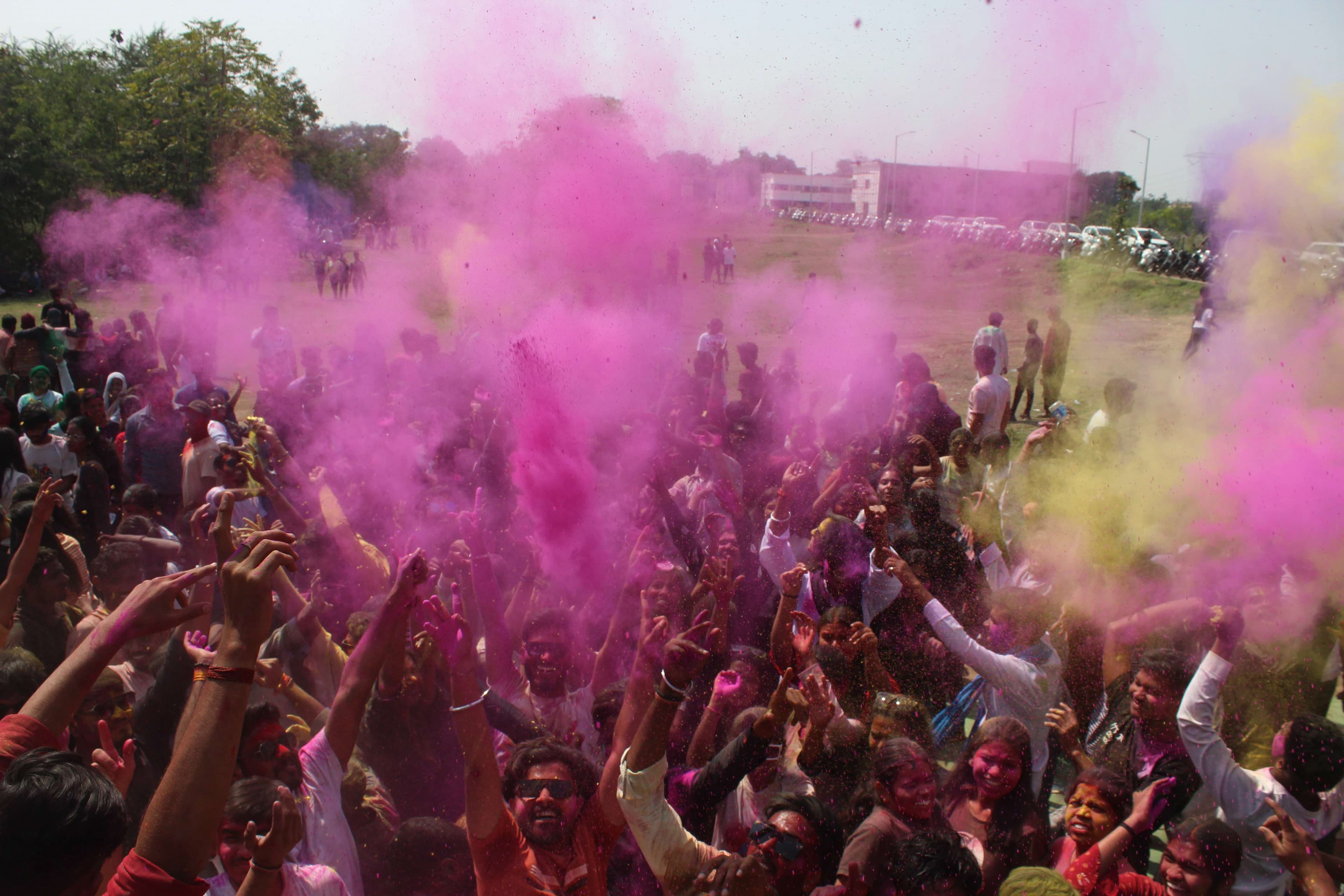 Students played Holi