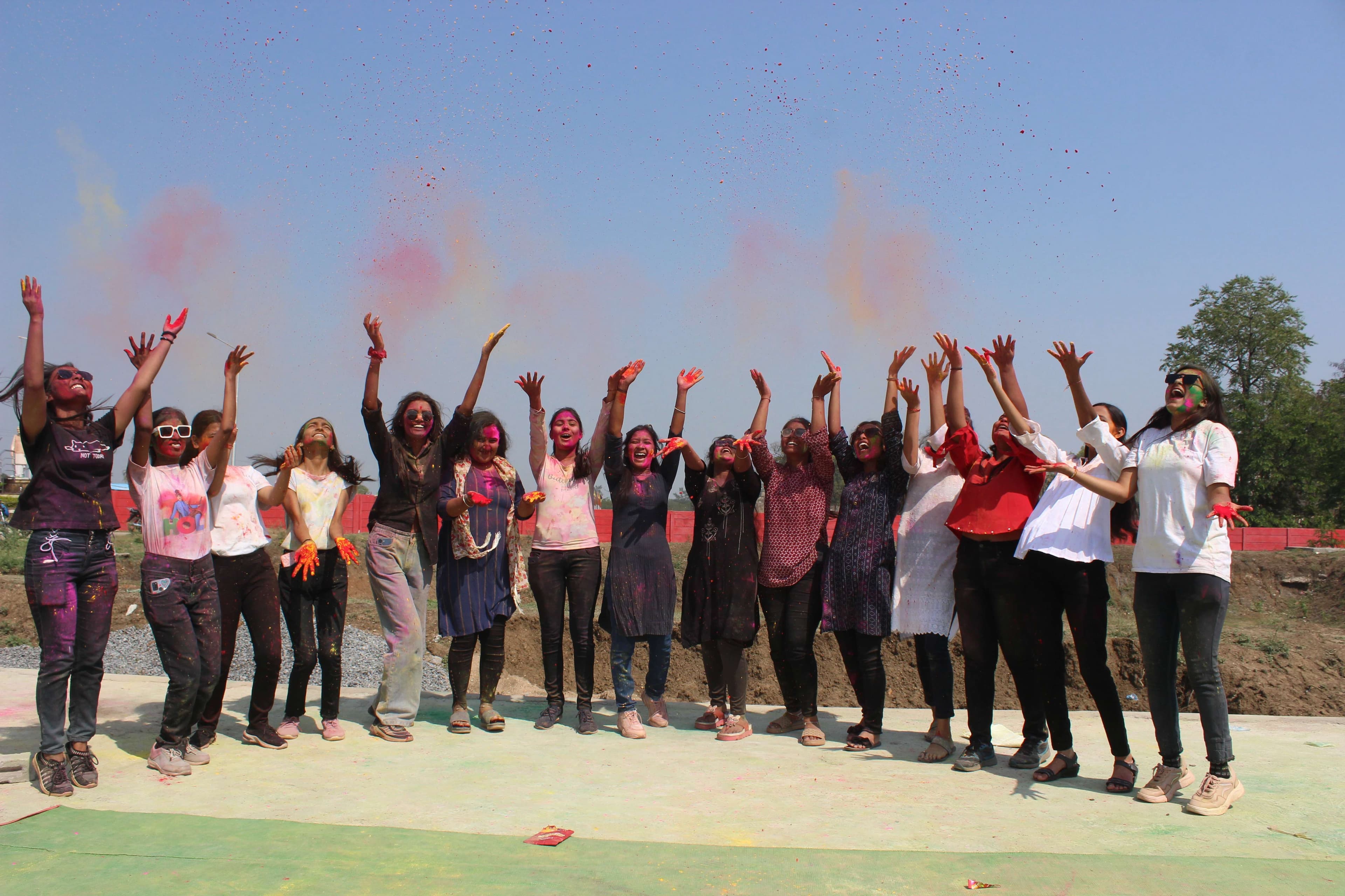 Students played Holi