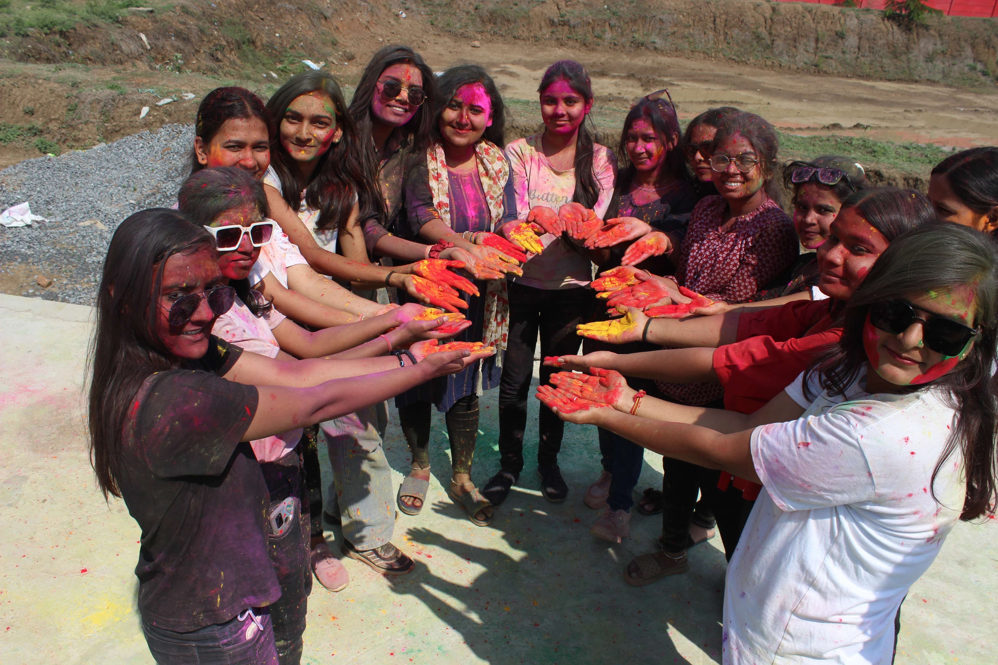 Students played Holi