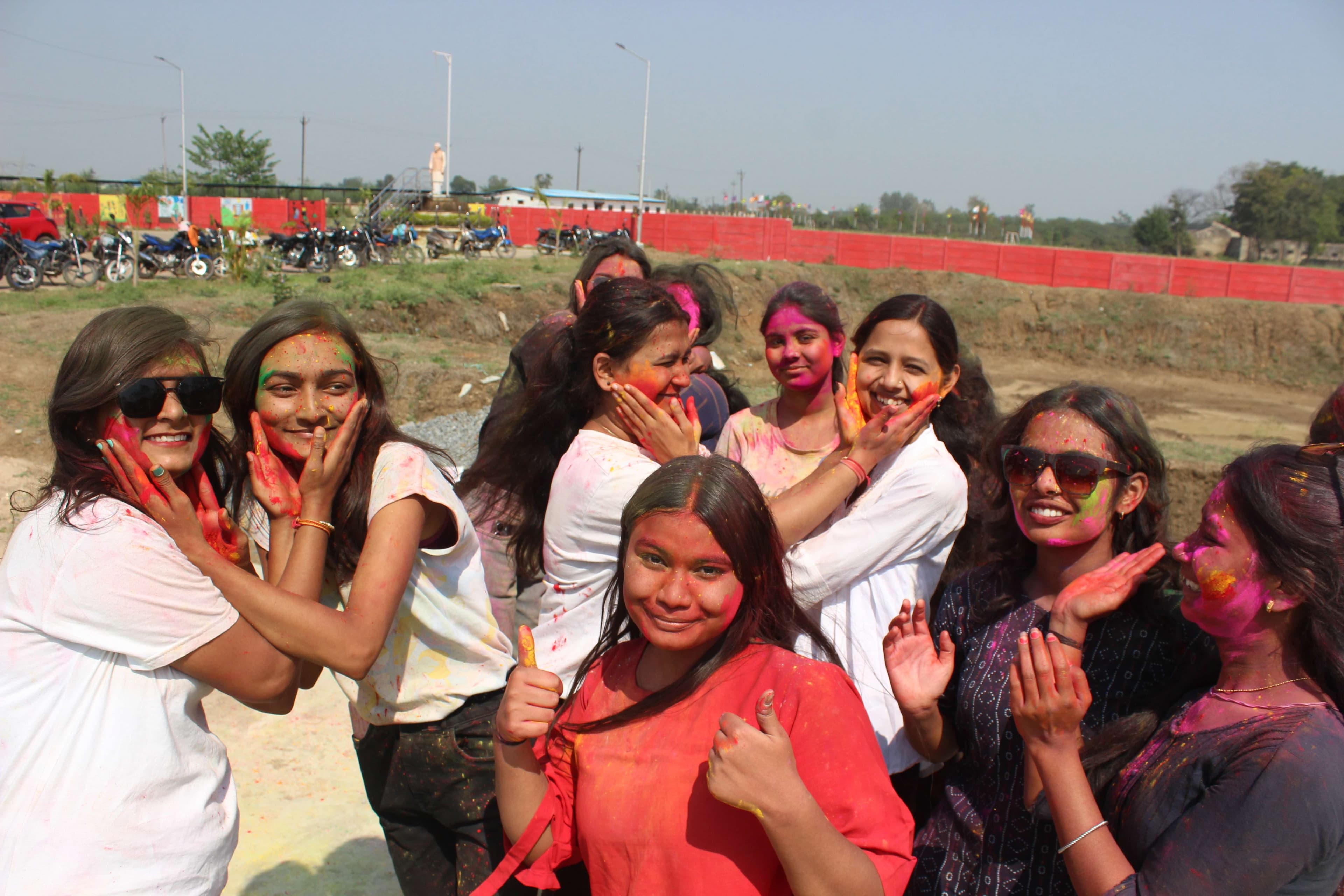 Students played Holi