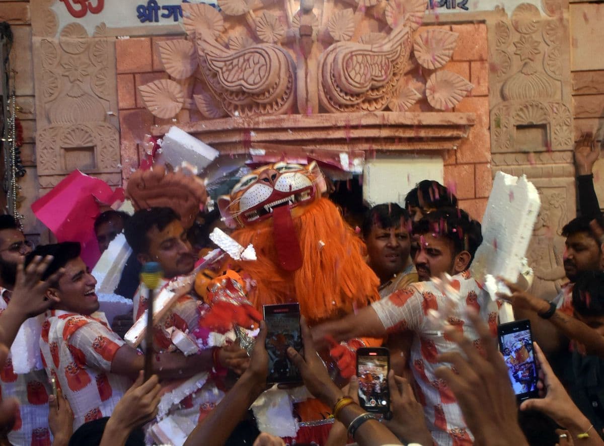 Lord Narasimha came out after tearing the pillar