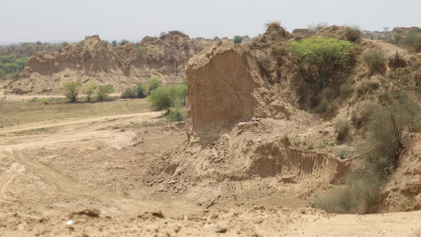 बीहड़ के टीले हो रहे ‘गायब’, रेलवे कार्य में खप रही मिट्टी Rugged mounds are 'disappearing', soil is being consumed in railway work