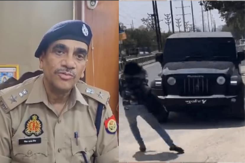 Thar Car stunt outside Amity University Video viral police issues challan of Rs 35 thousand