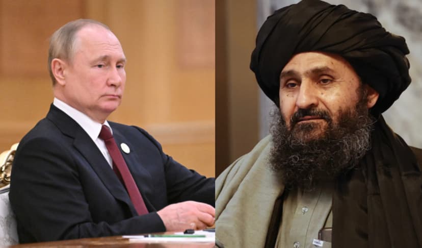 Vladimir Putin and Abdul Ghani Baradar