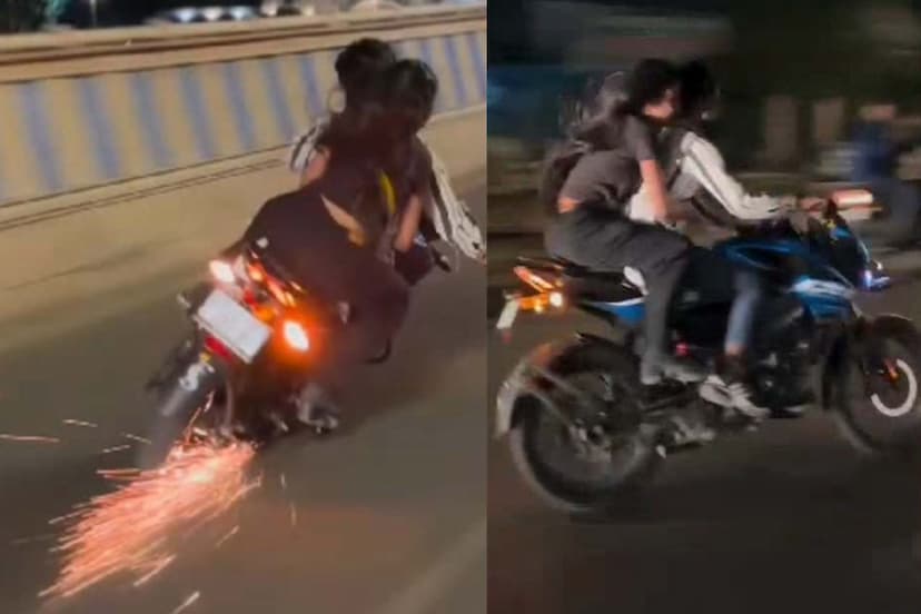 Girlfriend Boyfriend Stunt On Bike