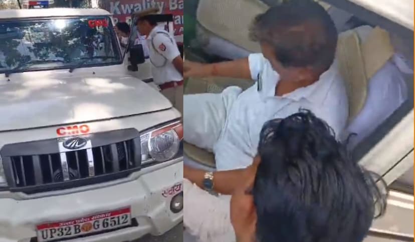 viral video Traffic police CMO car taken down hooter major action against VIP culture in Lucknow