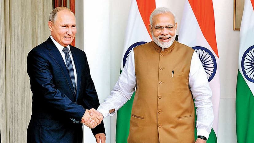 Indian PM Narendra Modi with Russian President Vladimir Putin