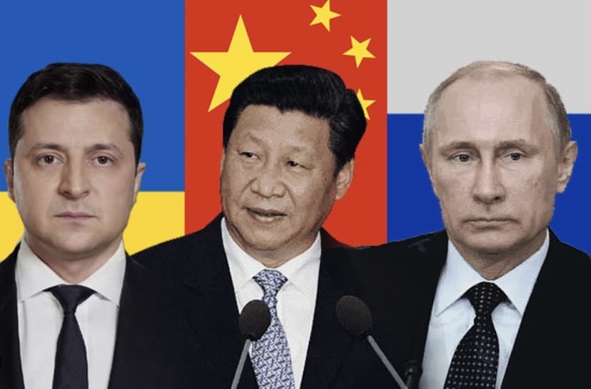Volodymyr Zelenskyy, Xi Jinping and Vladimir Putin
