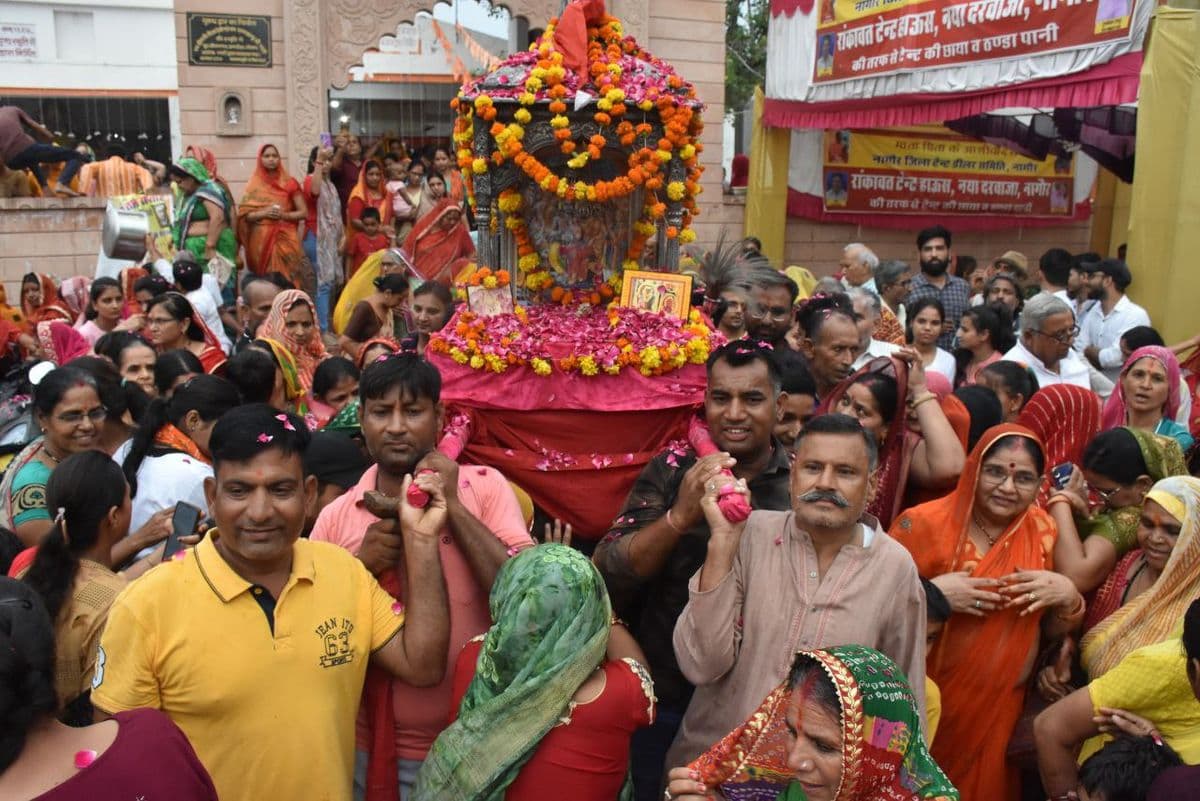 Procession taken out at the conclusion of Akhand Hari Kirtan