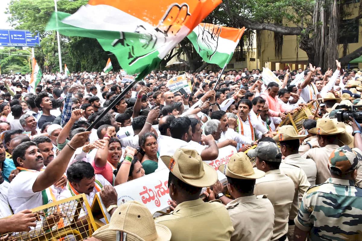 Congress Protest in Mysusru