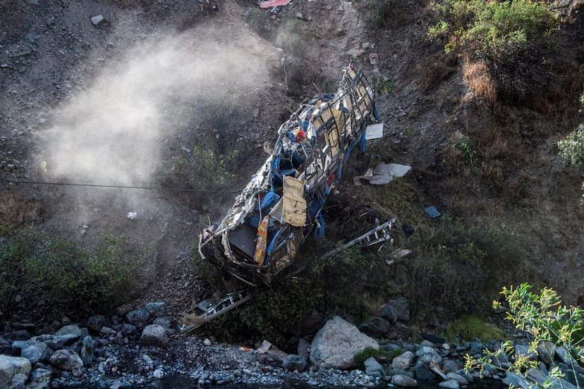 Bus crashes off cliff