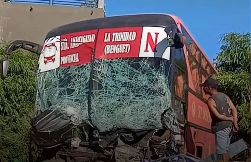 Bus crashes into pickup truck