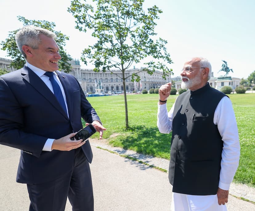 Indian PM Narendra Modi with Austrian Chancellor Karl Nehammer