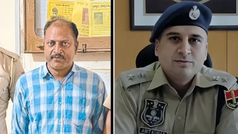 आरोपी सीआईडी अधिकारी व मामले की जानकारी देते पुलिस अफसर