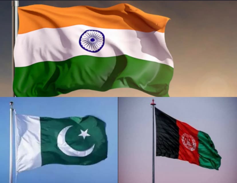 Flags of India, Pakistan and Afghanistan