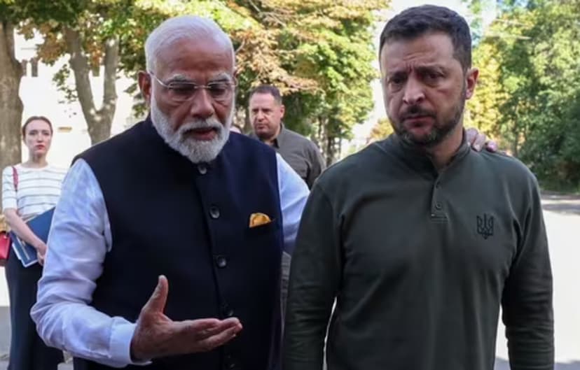 Indian PM Narendra Modi with Ukrainian President Volodymyr Zelenskyy