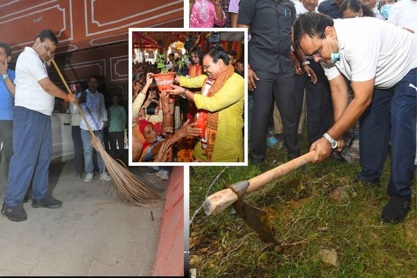 Swachhata Hi Seva Rajasthan CM Bhajan Lal Swept Floor and inspired Public to Clean Place