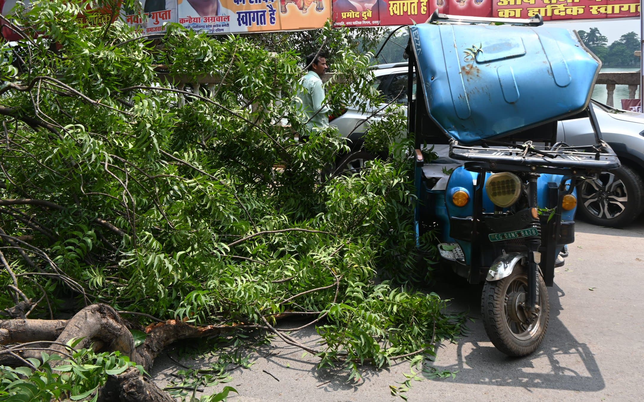 Tree trunk fell in Budhapara of the capital, e-rickshaw driver injured