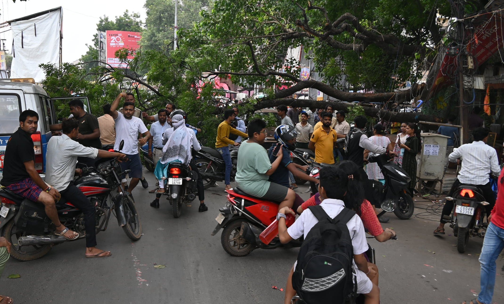 Tree trunk fell in Budhapara of the capital, e-rickshaw driver injured